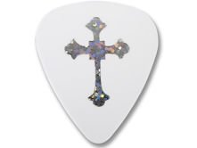 D'ANDREA kostka gitarowa Christian Symbols - krzyż (White, Heavy)