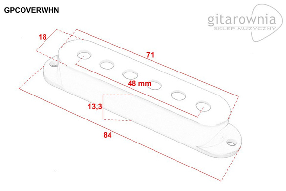 Oprawka / Cover na przetwornik typu Single Coil - gParts 48 mm