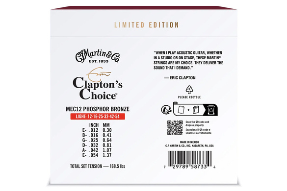Martin MEC12 12-54 sygnatura Eric Clapton
