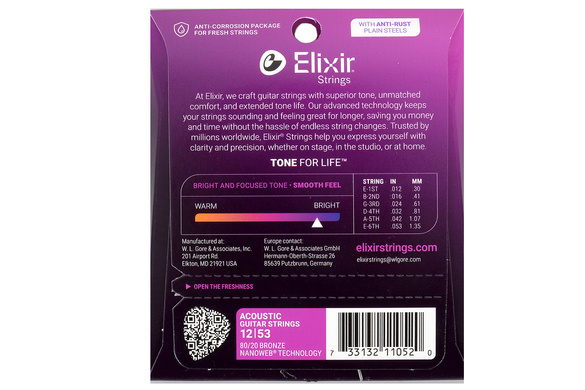 Elixir Nanoweb Bronze 11052 12-53