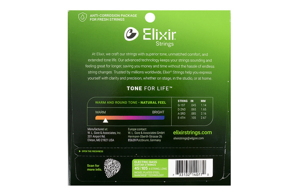 ELIXIR 14077 struny do gitary basowej 45-105