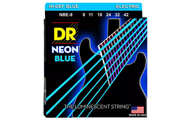 DR NBE-9 Neon Blue struny powlekane 9-42