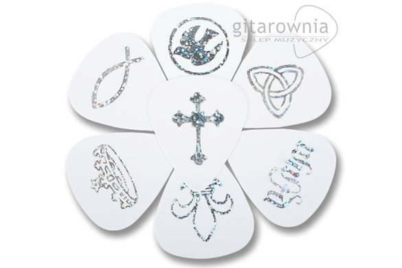 D'ANDREA kostka gitarowa Christian Symbols - triquetra (White, Thin)