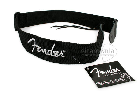 FENDER pasek gitarowy White Fender Logo